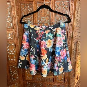 romeo & juliette couture floral neoprene skater skirt